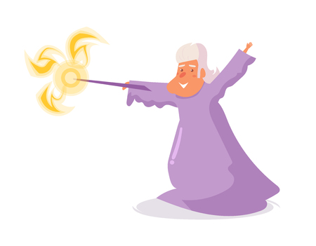 Wizard Vector. Cartoon. Isolated art on white background. Flatのイラスト素材