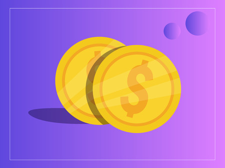 Two cents Vector. Cartoon. Isolated art Violet Yellowの写真素材