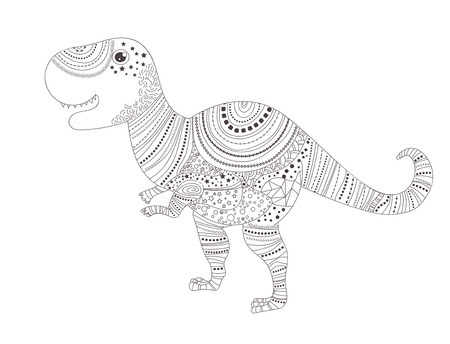 Dinosaur. Coloring page. Vector. Cartoon. Isolated artの写真素材