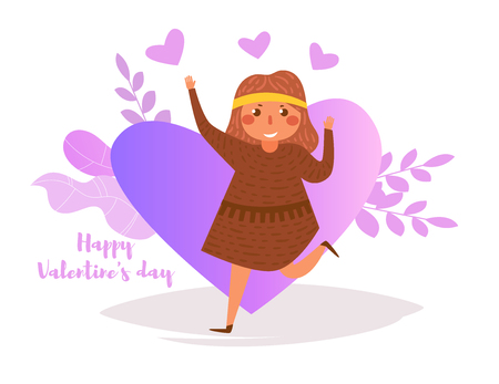 Happy Valentine's day Vector. Cartoon. Isolated art on white background. Flat - Vector illustrationのイラスト素材
