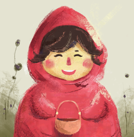 Red riding hood. Illustration Funny girl Character cartoonの写真素材