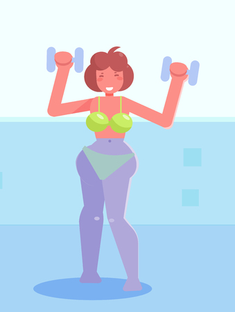 Aerobics in the pool Vector. Cartoon. Isolated art Flatのイラスト素材