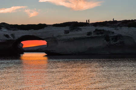 nature arch SArchittu on Sardinia island at sunset