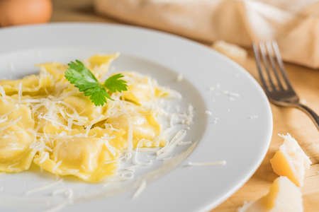 ravioli pasta on light plate. Italian foodの写真素材