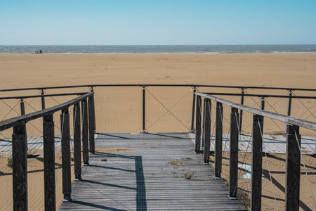 Deserted beach ready for summer vacation. European travel. Italyの写真素材