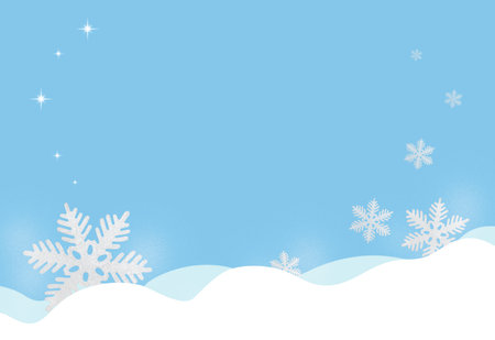 Blue Christmas background with snowflakes and starsの写真素材