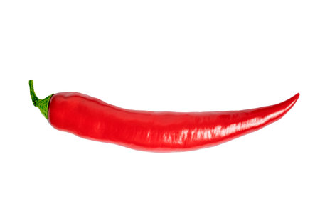 Red chili pepper isolated on white backgroundの写真素材