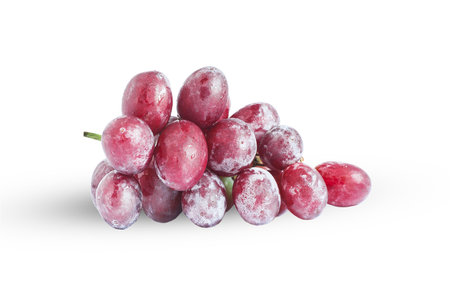 Fresh red grapes on a white backgroundの写真素材