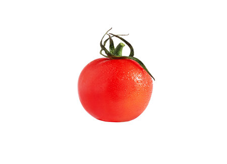 Tomato isolated. Fresh small tomato in white backgroundの写真素材