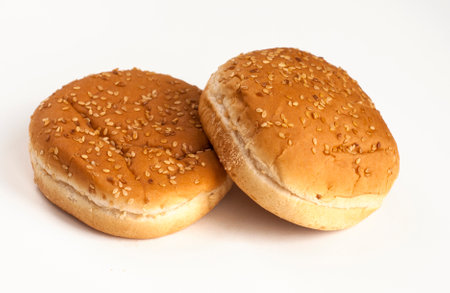 Hamburger buns empty isolated on whiteの写真素材