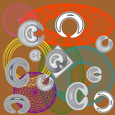 a beautiful backdrop for fabric,abstract pattern,circles on a brown background,strange shapes against the dark backgroundのイラスト素材