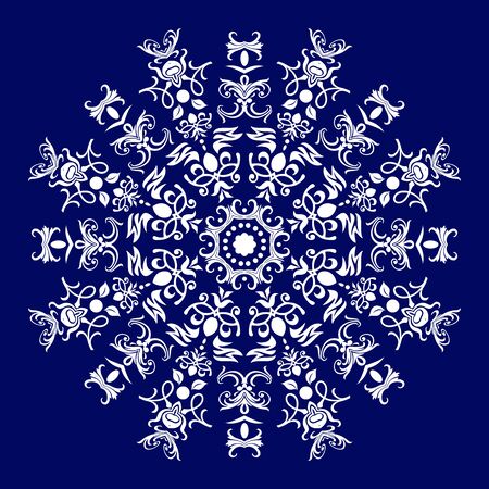 ornament white snowflake on a blue backgroundのイラスト素材