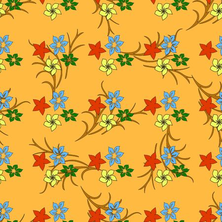 floral pattern on orange backgroundのイラスト素材