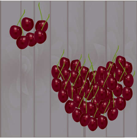 vilozhenaya cherry in form of heart on the background of derevyanye