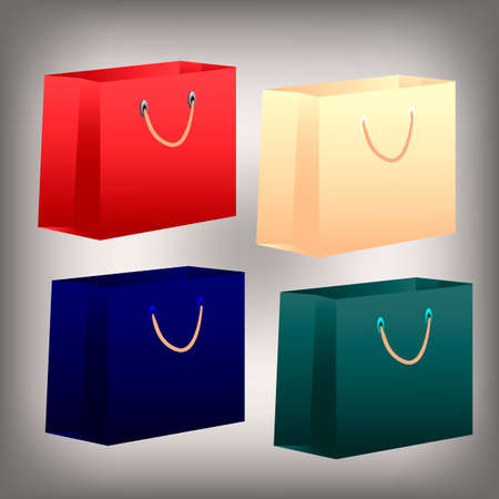 illustration of shopping bags with purchases of different colorsのイラスト素材