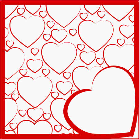 illustration of a heart against a background of a pattern of white heartsのイラスト素材