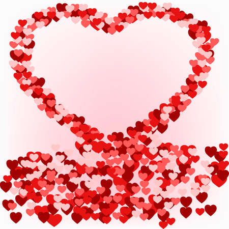 abstract pink background of little hearts in the shape of heartのイラスト素材