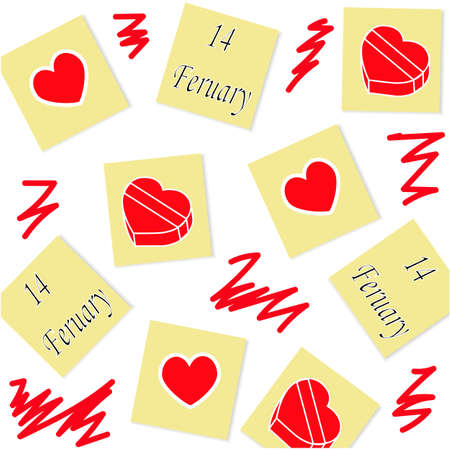 Pattern of stickers with heartsのイラスト素材