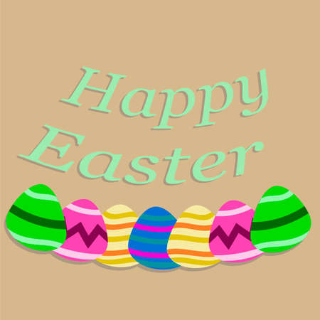 illustration with Easter eggs and text on a dark beige backgroundのイラスト素材