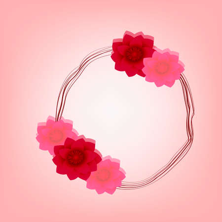 frame with flowers on a pink background. Vector flowers setのイラスト素材