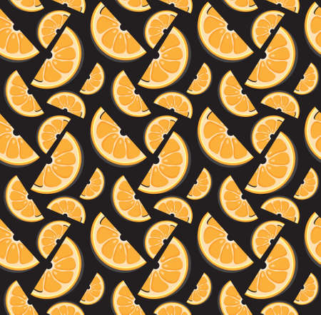Slices of citrus on a black background . orange. Juicy slices . Background for wrapping paper . Stylish designのイラスト素材