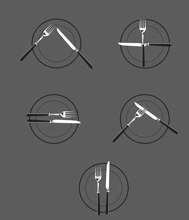 Tableware. Finished dinner. Cutlery. icons. Flat.のイラスト素材