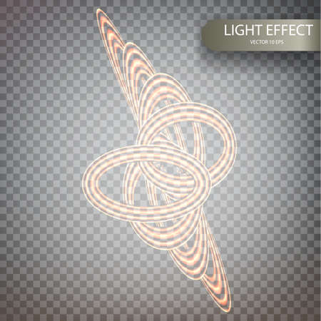 Glitter magic sparkle swirl trail effect on transparent background. Bokeh glitter round wave line with flying sparkling flash lights.のイラスト素材