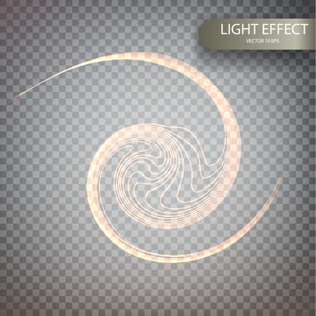 Glitter magic sparkle swirl trail effect on transparent background. Glowing abstract lines isolated on a plaid background. Bokeh glitter round wave line with flying sparkling flash lightsのイラスト素材