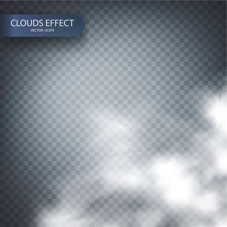 Cloud effect on a transparent vector background realistic.Misty at the bottom of the background. Fog or smoke isolated transparent special effect. Vector illustrationのイラスト素材