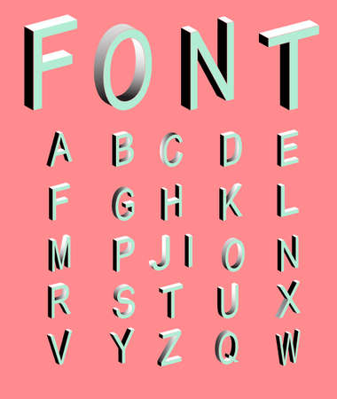 Memphis style letters. Set of vector letters constructed on the basis of the isometric view.のイラスト素材