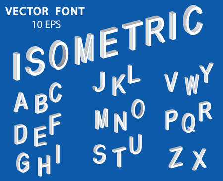 Isometric letters. White isometric 3d font, Three-dimensional alphabet. Low poly 3d characters. Vector illustration.のイラスト素材