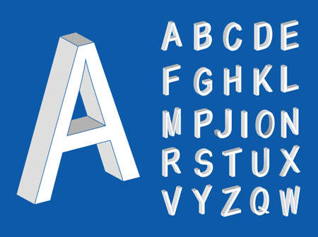 Vector isometric cubical Alphabet. Set of vector letters constructed on the basis of the isometric view.のイラスト素材