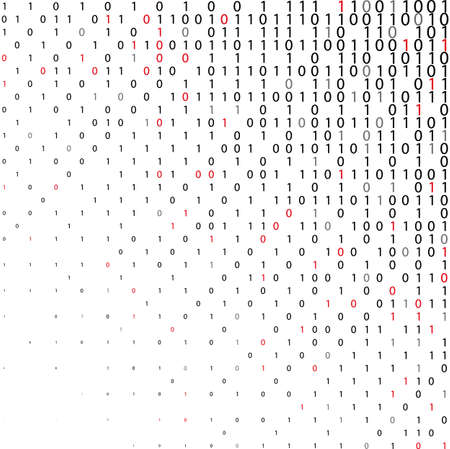 Abstract binary code Technology Background. Data and technology, decryption and encryption, computer background numbers 1,0. Flat binary code screen listing table with red digit. Vector illustrationのイラスト素材