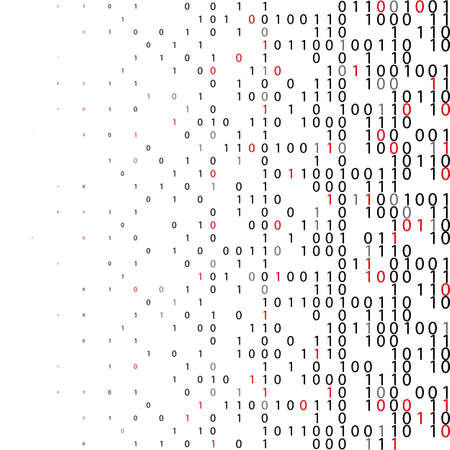 Abstract binary code Technology Background. Digital image data distortion. Flat binary code screen listing table with red digit. Vector illustration 10 eps.のイラスト素材