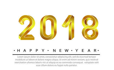 2018 Happy new year. Gold Impossible Geometry numbers. Design of greeting card. Vector illustration.のイラスト素材