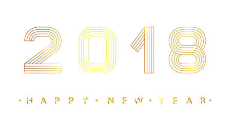 2018 Happy new year. Gold numbers minimalist style . Design of greeting card. Vector illustration.のイラスト素材