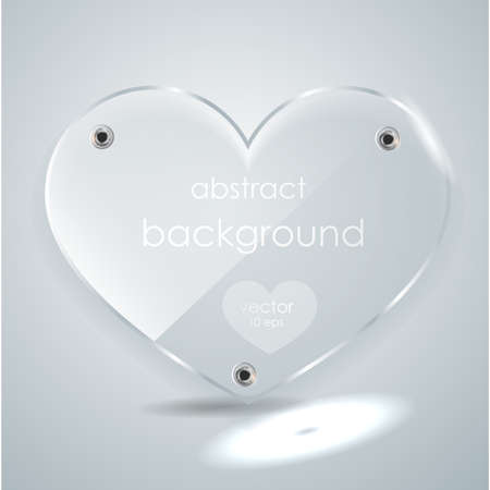 The glass plate with rivets heart. Glass Heart. St. Valentine's Day. Banner with place for inscriptions..のイラスト素材