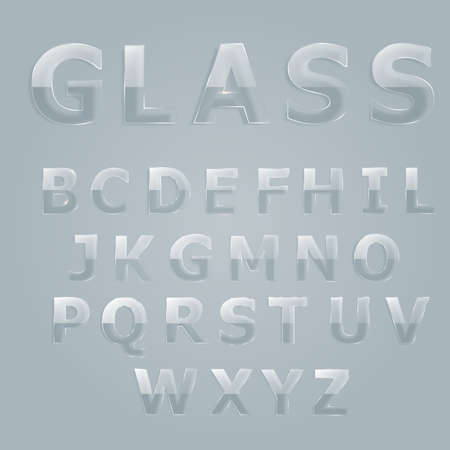 Glass letters of the alphabet. Reflections on the glass. Glass writingのイラスト素材
