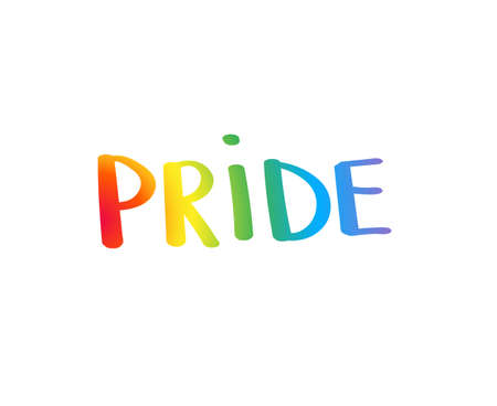 Gay pride slogan with hand written lettering. Inspirational LGBT rights concept poster. Homosexuality emblem. Multicolored peace flag movement. Print vector design.のイラスト素材