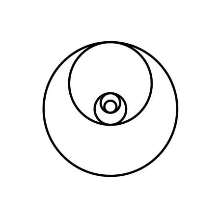 Minimalistic style design. Golden ratio. Geometric shapes. Circles in golden proportion. Futuristic design. Vector icon illustration. Abstract vector background.のイラスト素材