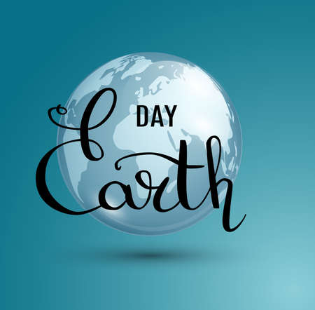 Earth Day poster, with text and Earth image.のイラスト素材