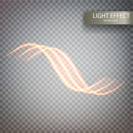 Glitter magic sparkle swirl trail effect on transparent background. Bokeh glitter round wave line with flying sparkling flash lights.のイラスト素材