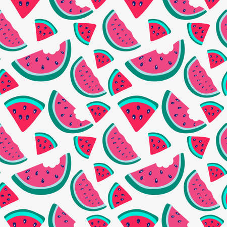 Summer seamless pattern. Seamless background with watermelon slices. Vector illustration.のイラスト素材