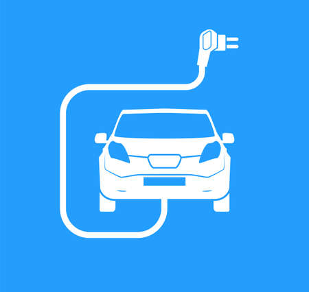 Car charging station symbol. Road sign template of electric vehicle.のイラスト素材