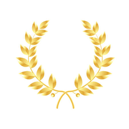 Wreath of leaves icon. Gold laurel wreath. Symbol of victory and achievement. Vector illustration isolated.のイラスト素材