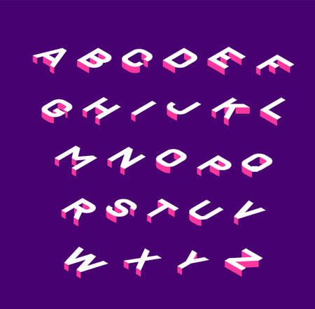 Isometric font . olored isometric 3d letters , Three-dimensional alphabet. Low poly 3d characters....
