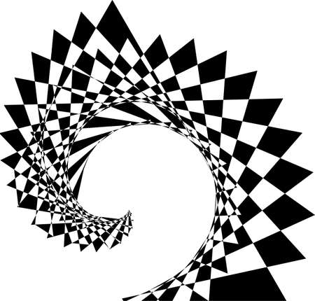 Optical illusion. Illusion art. Abstract twisted black and white background. Vector illustration.のイラスト素材