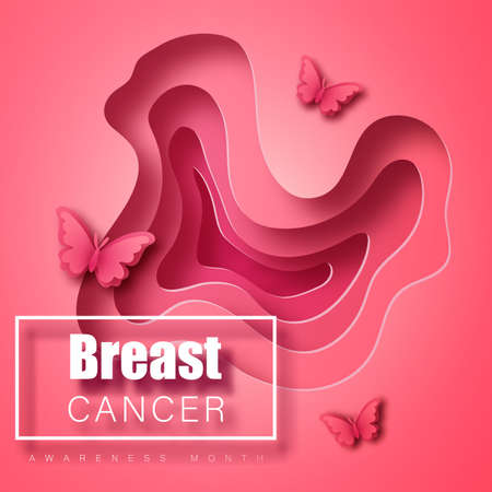 Breast cancerBreast cancer Awareness vector banner. Vector paper cut background Awareness vector banner. Vector paper cut backgroundのイラスト素材