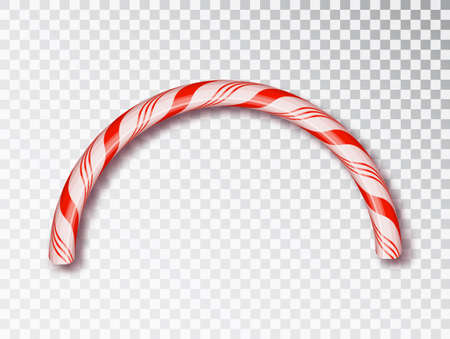 Christmas Candy border isolated . Blank Christmas design, realistic red and white twisted cord frame. New Year 2019. Holiday design, decor. Vector illustration.のイラスト素材