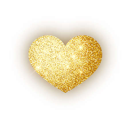 Heart golden glitter isoleted on white background. Gold sparkles heart. Valentine Day symbol. Love concept design. Vector illustration 10 eps.のイラスト素材